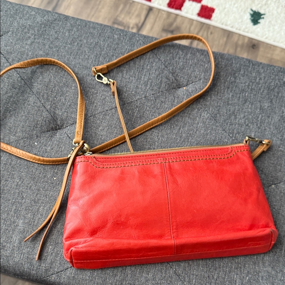 HOBO Vibrant Red Crossbody Bag with Tan Strap